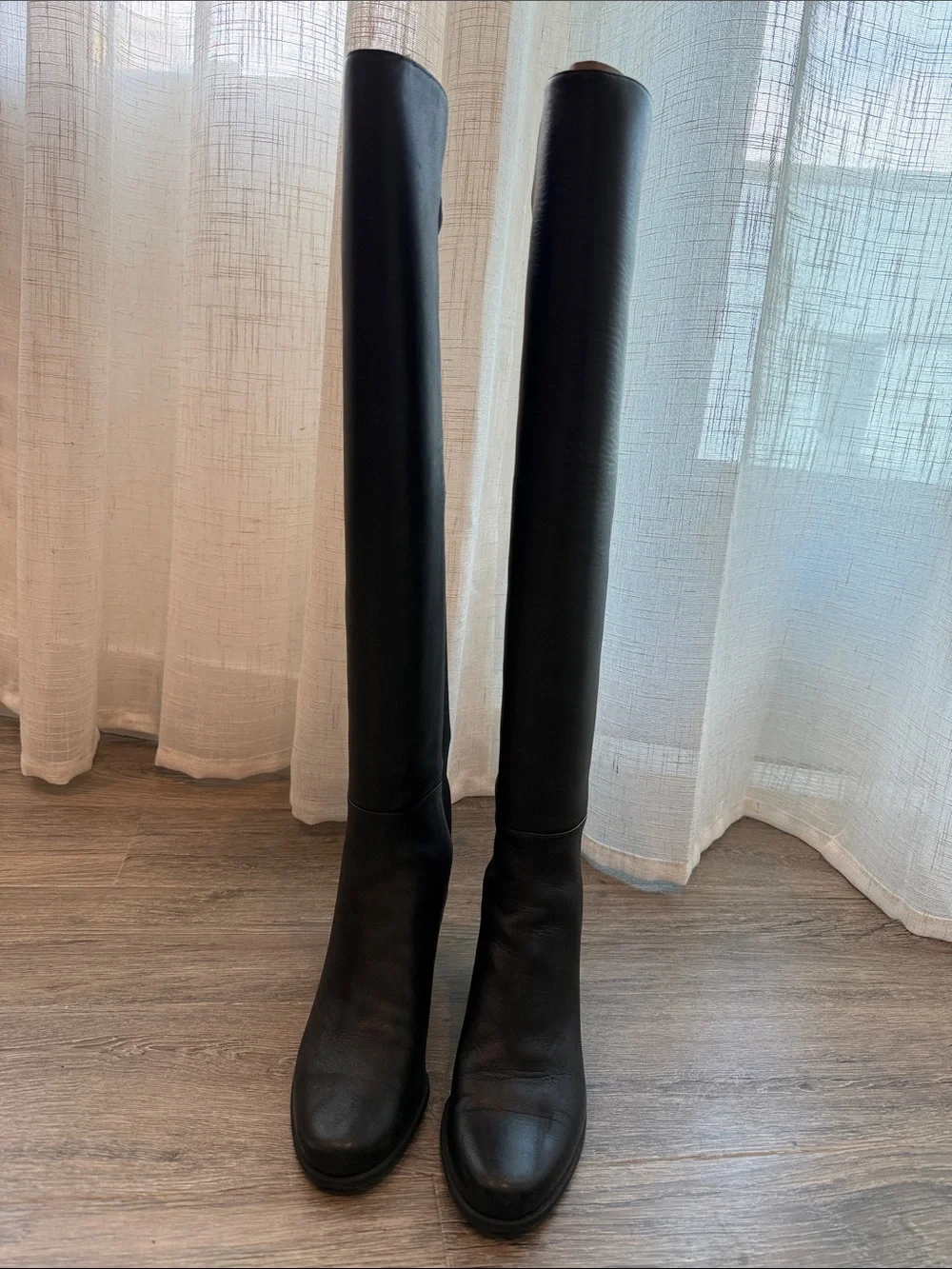 Stuart Weitzman Tall Black Leather Over-the-Knee Boots
